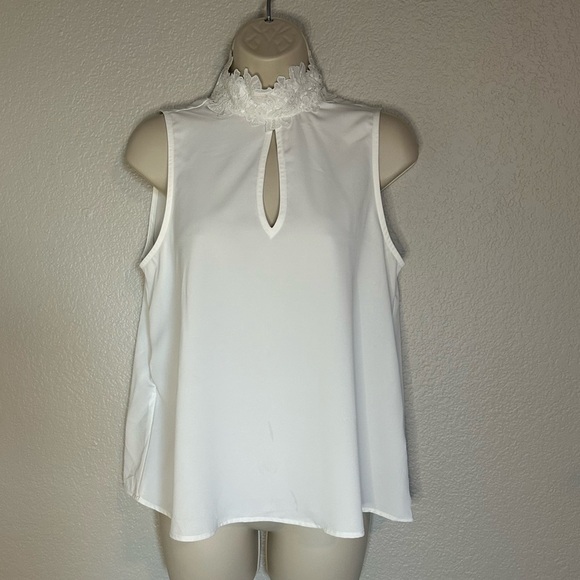 Joie NWT white sleeveless top with lace collar size S - Picture 1 of 8
